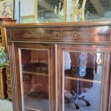 Napoleon iii library showcase with brass marquetry in mahogany from the 19th century n°2