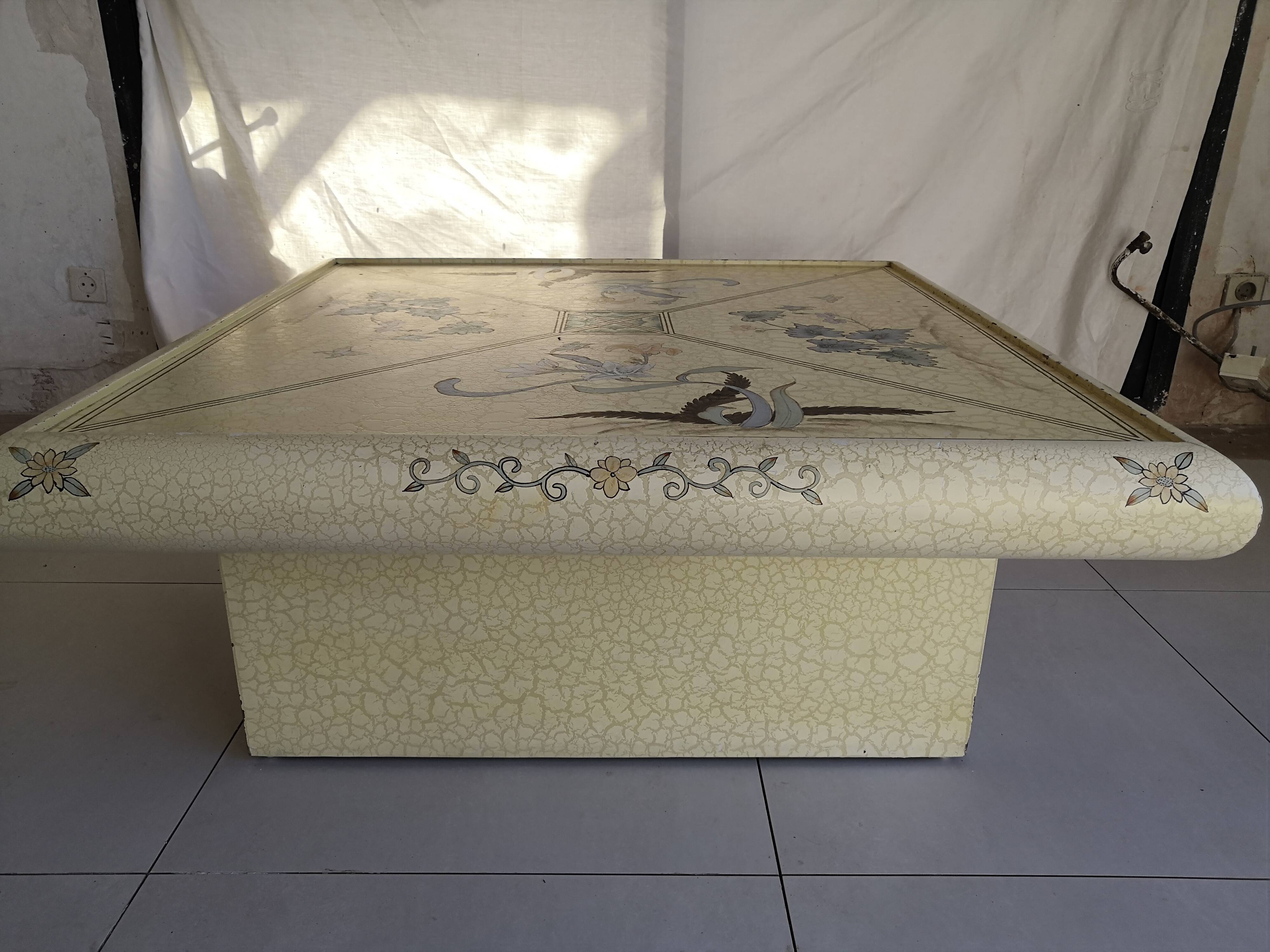 Vintage square coffee table 70s decoration imitation marble