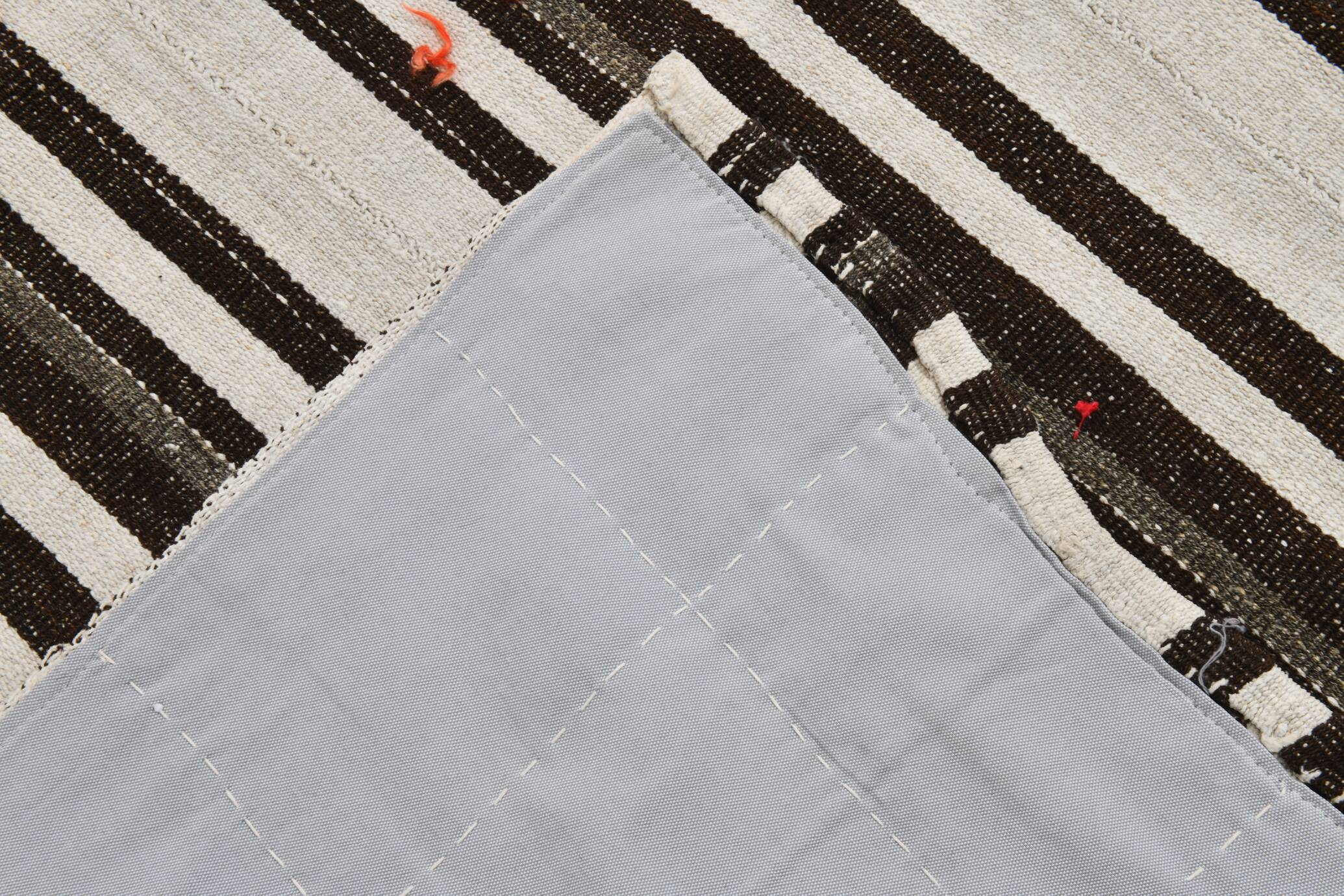 7x10 Beige & Brown Handwoven Turkish Kilim Rug, 206x304 Cm