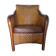 Woven rattan armchair and exotic wood in colonial style, 1980s.
