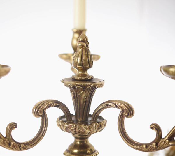 Paire de candélabres anciens à 6 bras en bronze, XIXᵉ siècle