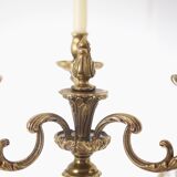 Pair of antique 6-arm bronze candelabras, 19th century