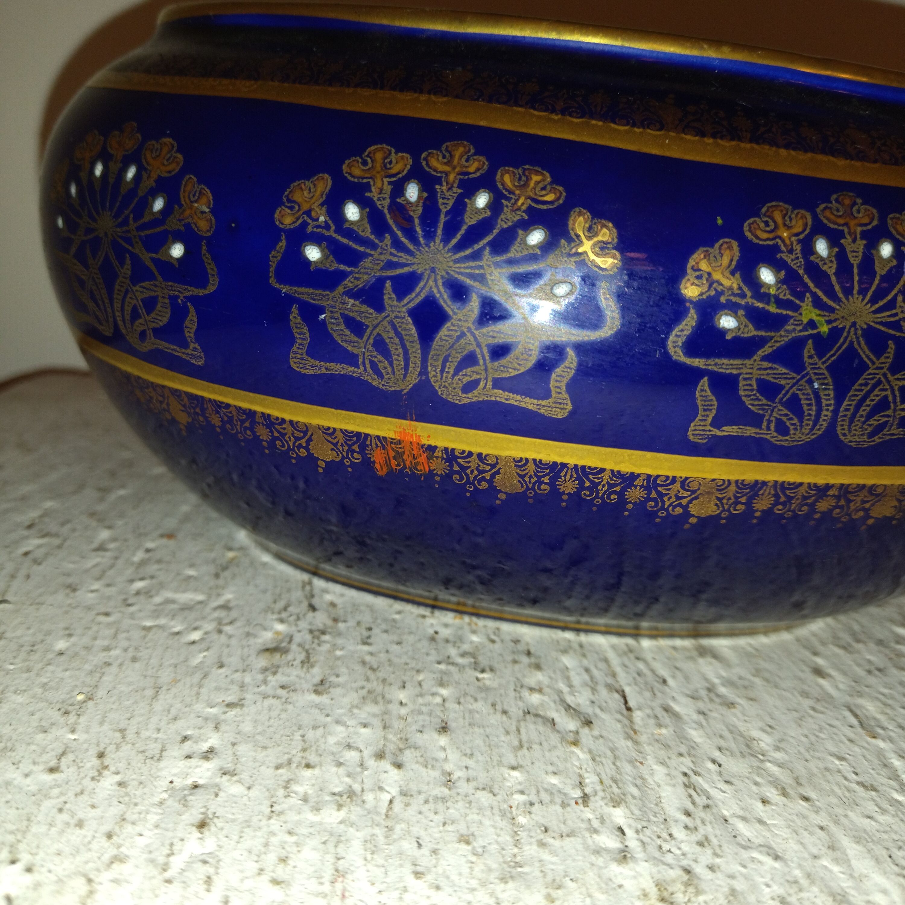 Planter vase or potenware cache enamels art-nouveau 1900