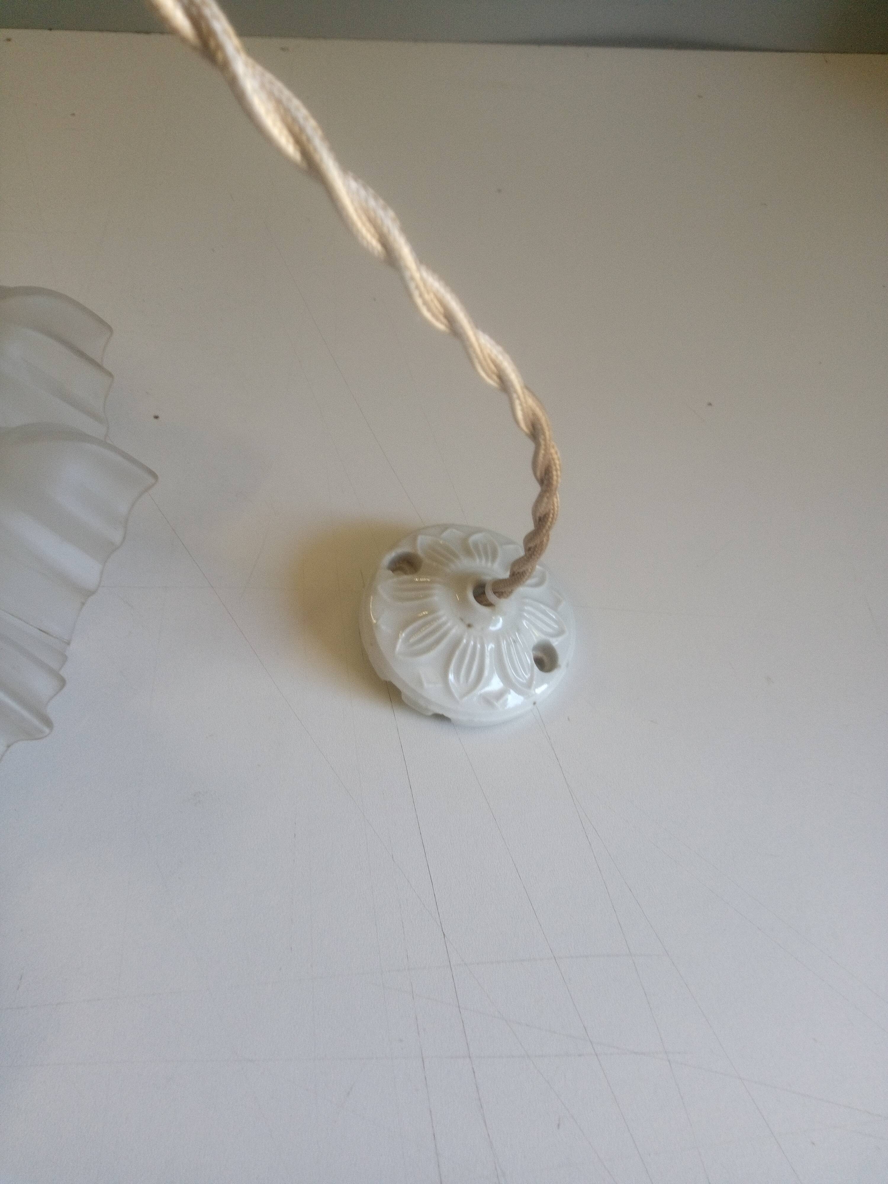 Antique molded glass pendant light - 1930-40