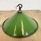 Industrial British Green Enamel Factory Pendant Lamp, 1950s