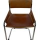 vintage dining room chair in cognac leather and chrome 1970s Italy