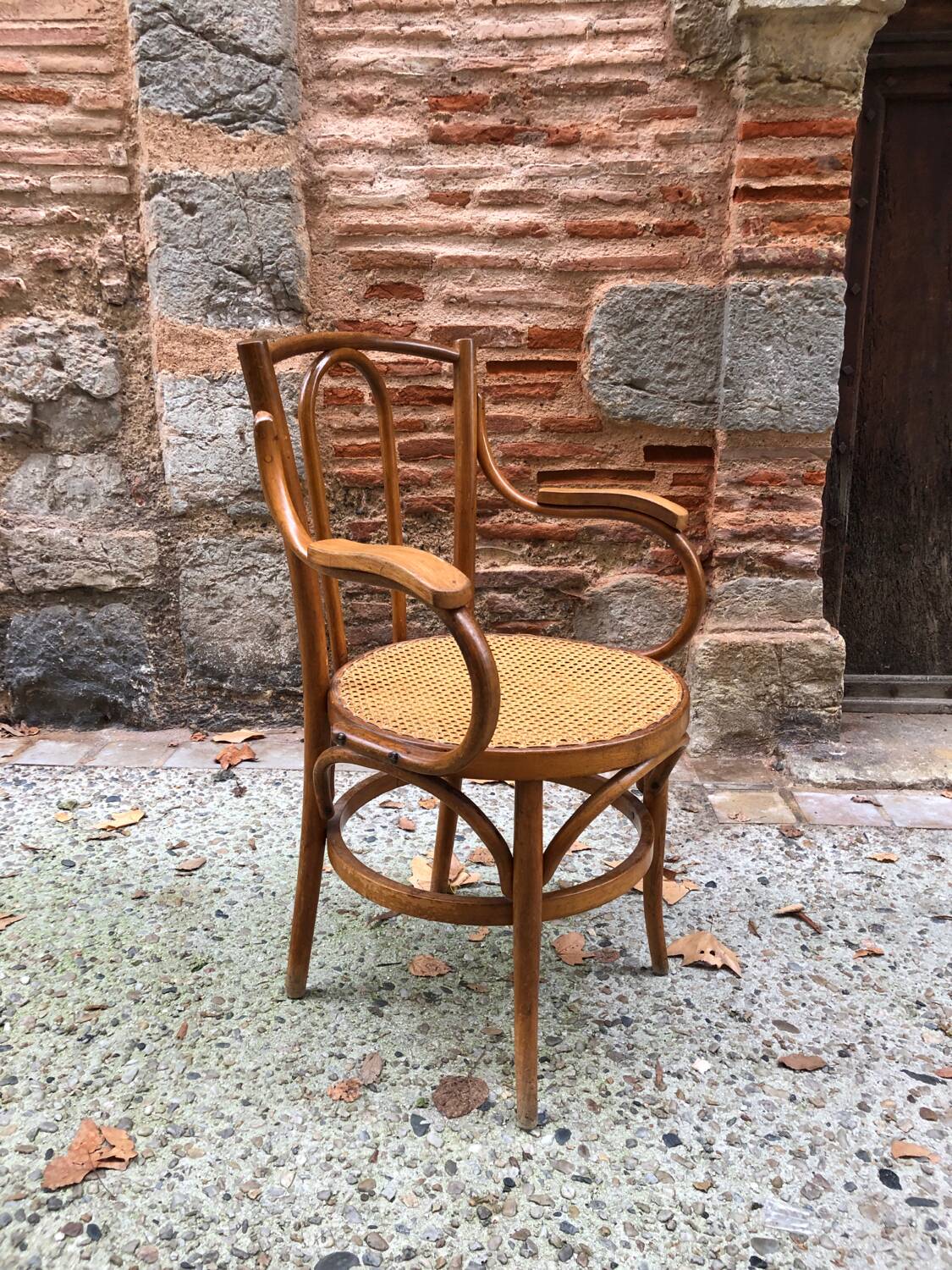 Armchair in bentwood and caning