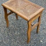 Solid wood folding stool with caned seat