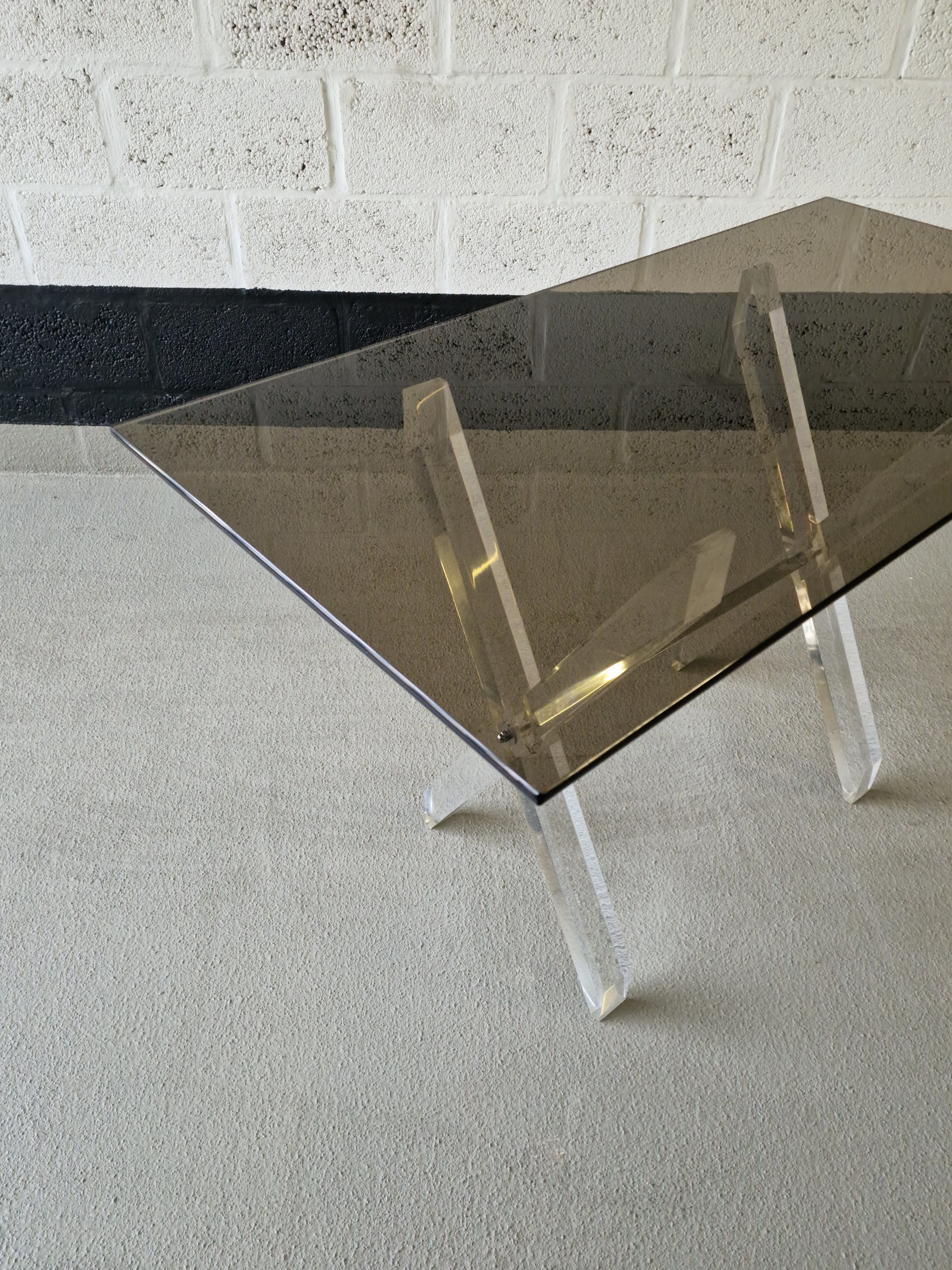 Desk in feet x plexiglass & smoked glass, 1970s