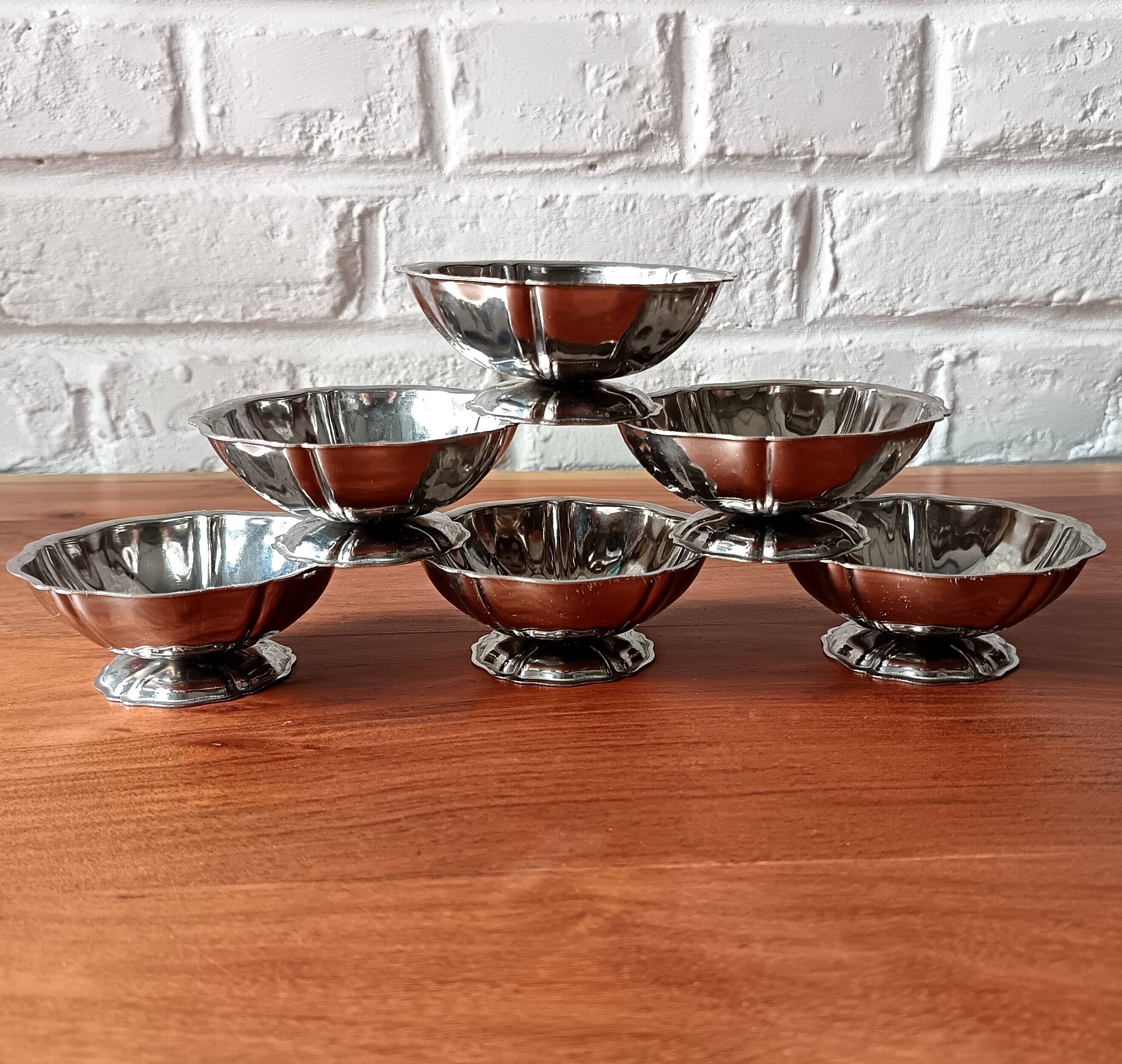 6 coupes à glace en acier inoxydable vintage