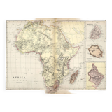 Antique map of Africa, Mauritius. Bourbon (Reunion) circa 1882, Blackie and Sons, Londn=on