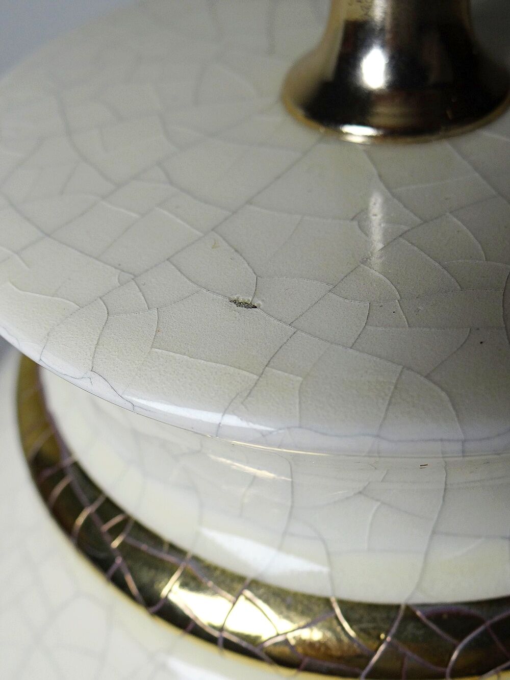 Ivory crackled earthenware lamp, attributed to Le Dauphin, 1980s-90s.