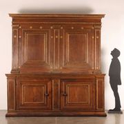 Antique walnut sideboard with shelf, Italy, 17th century