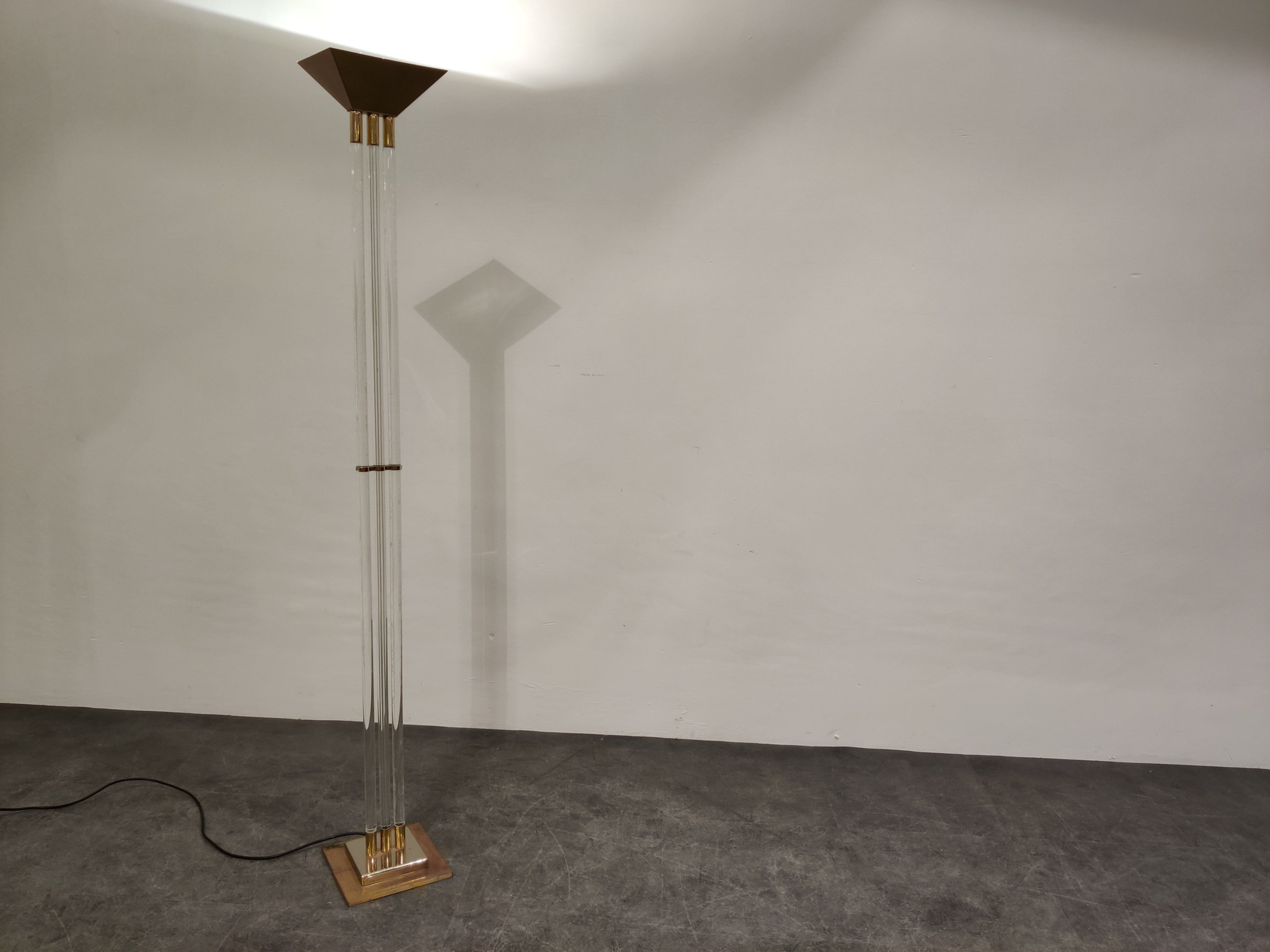 Vintage brass and lucite floor lamp, 1970s