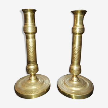 Pair of candlesticks time column Board end XVIII and early XIX