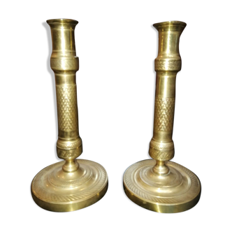 Pair of candlesticks time column Board end XVIII and early XIX