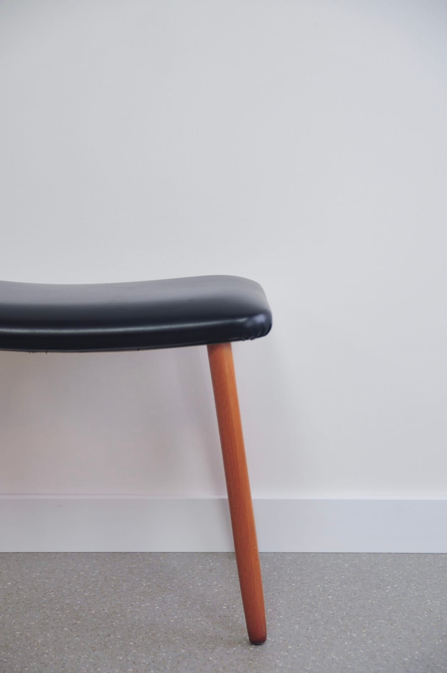 Banc, repose-pieds en teck et cuir