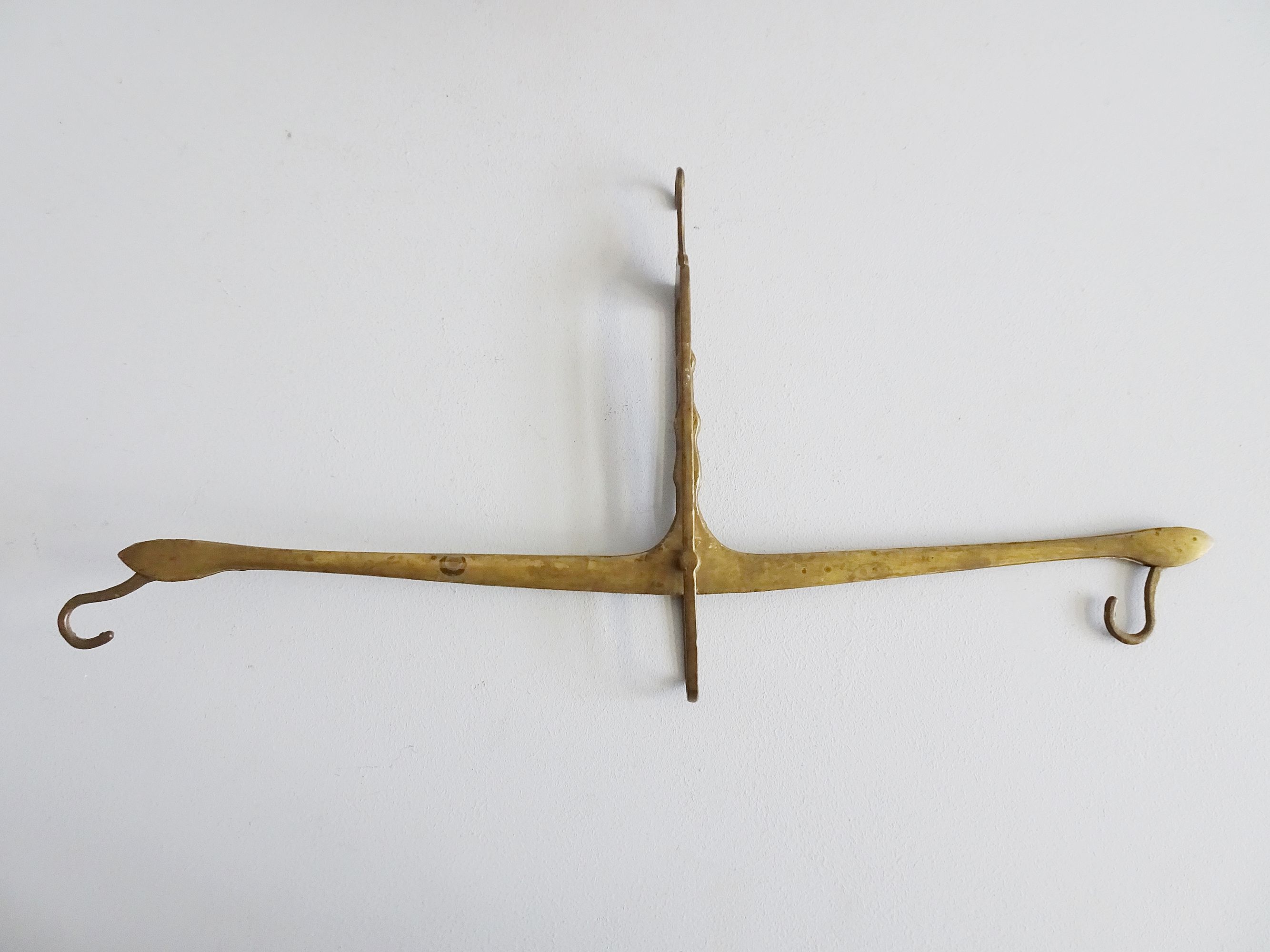 Hanging scales, antique brass and copper scales, hanging basket