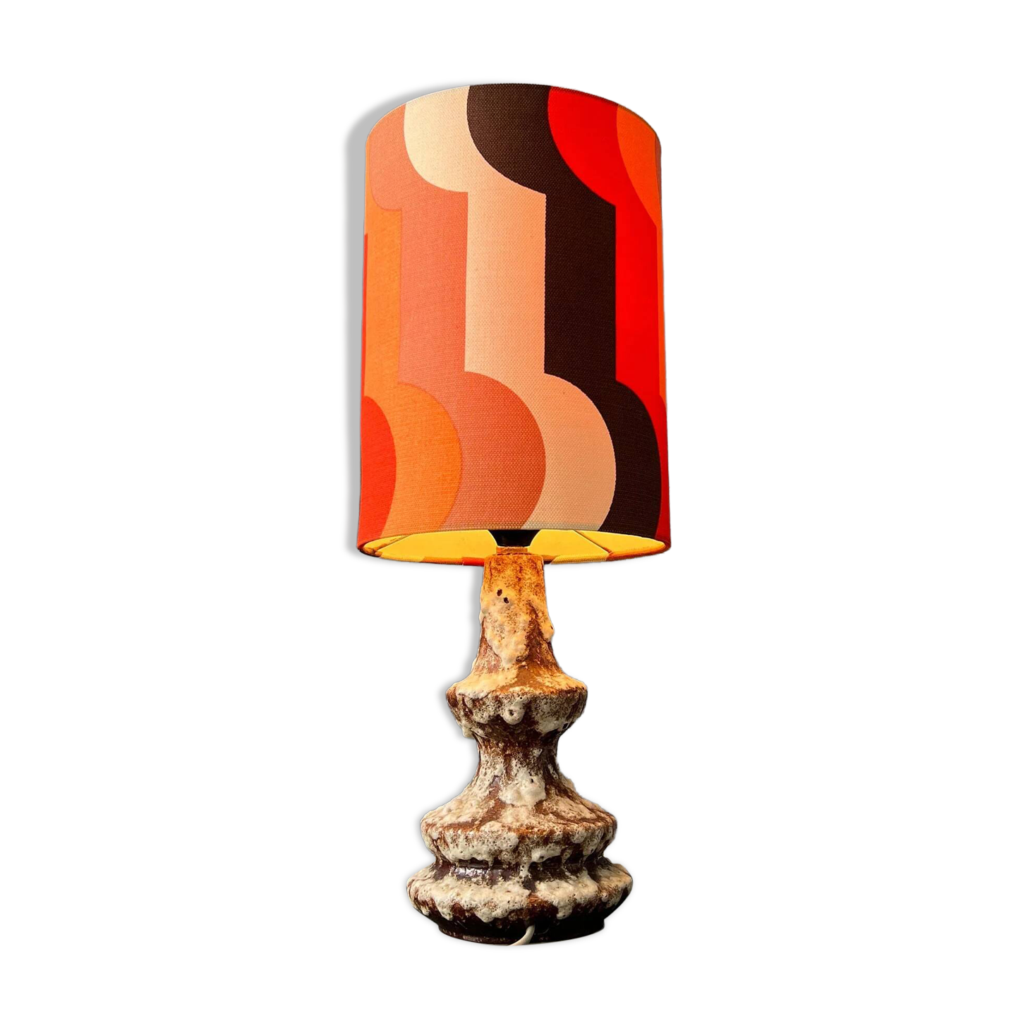 Space Age table lamp in orange ceramic West Germany Fat Lava