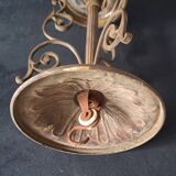 Art Deco Metal Pendant Lamp with Frosted Glass Globe