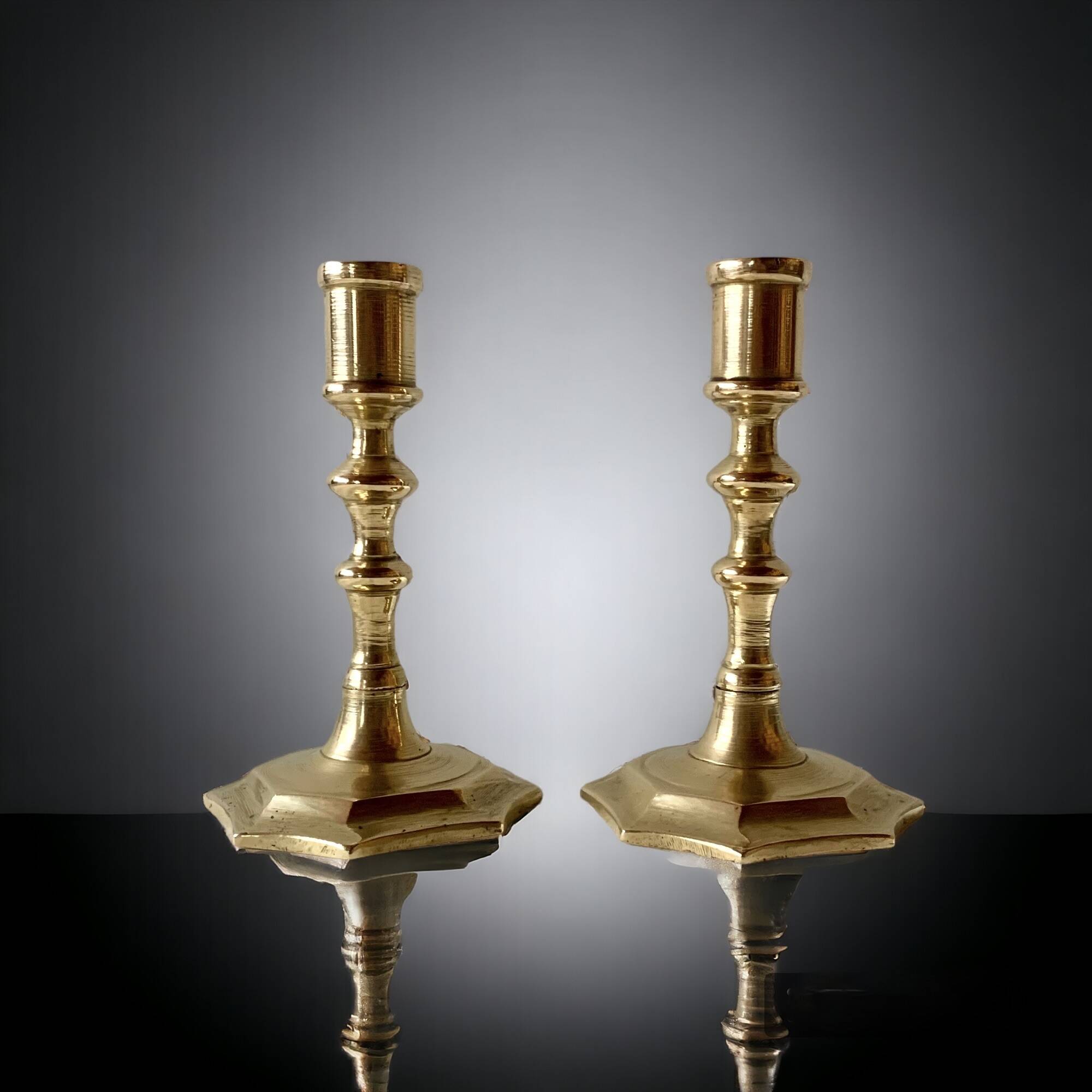 Pair of antique brass candlesticks