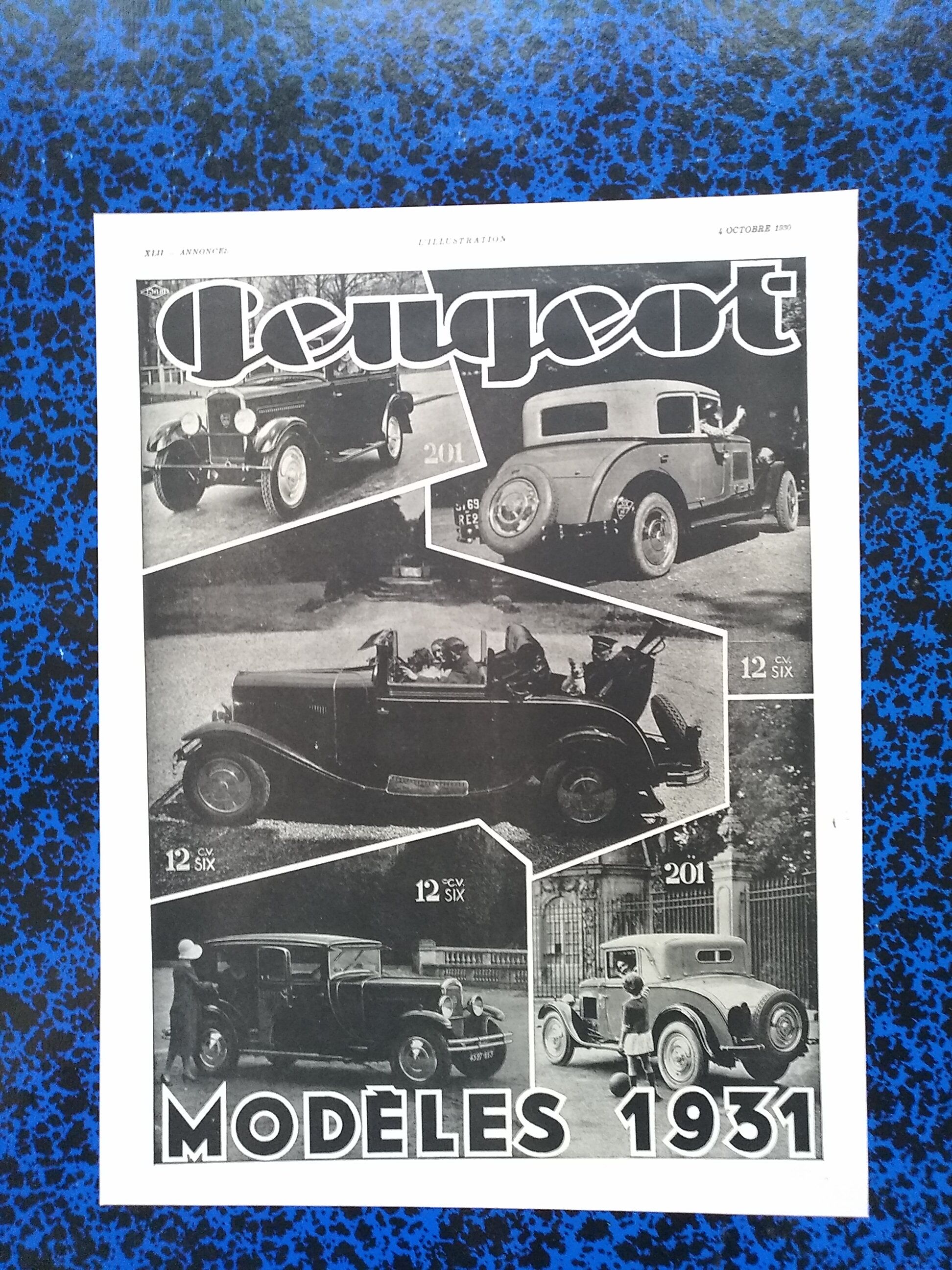 Publicité de voitures anciennes peugeot Banque de photographies et d