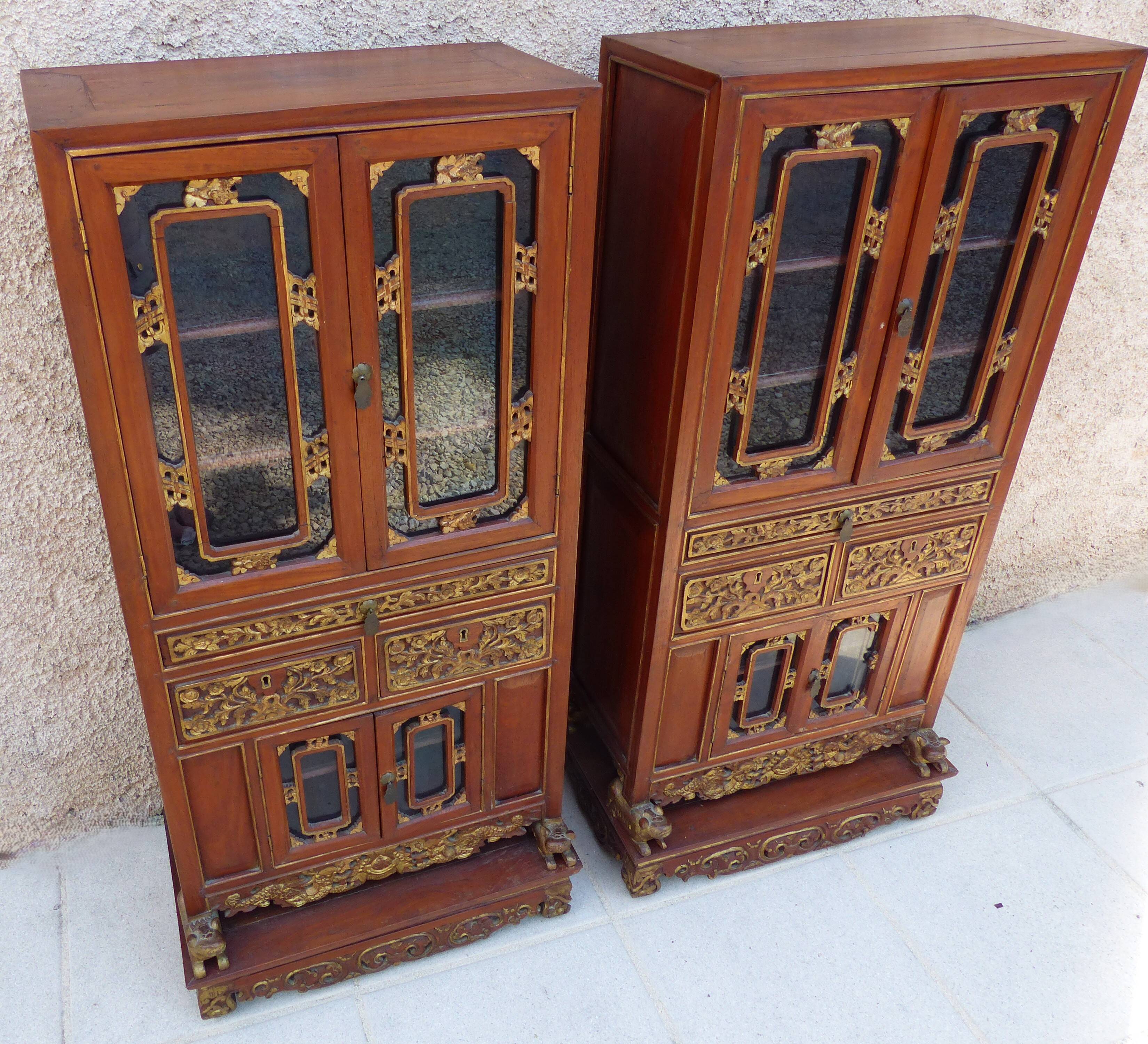 Pair of small peranakan chinese cabinets – indonesia – jakarta