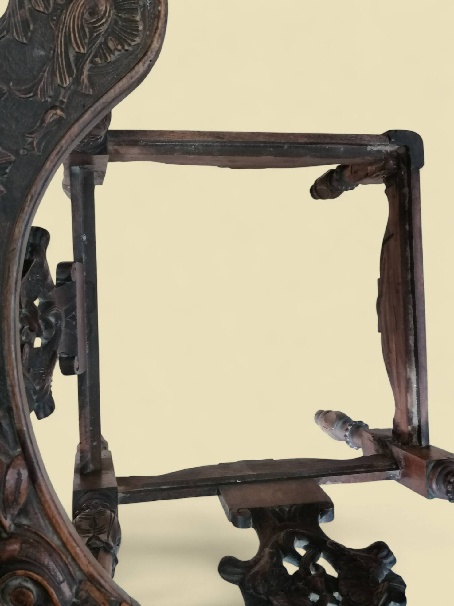 Carved wooden corner armchair - 19th century