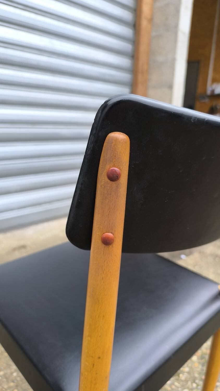 Scandinavian chair in teak and skai 1960