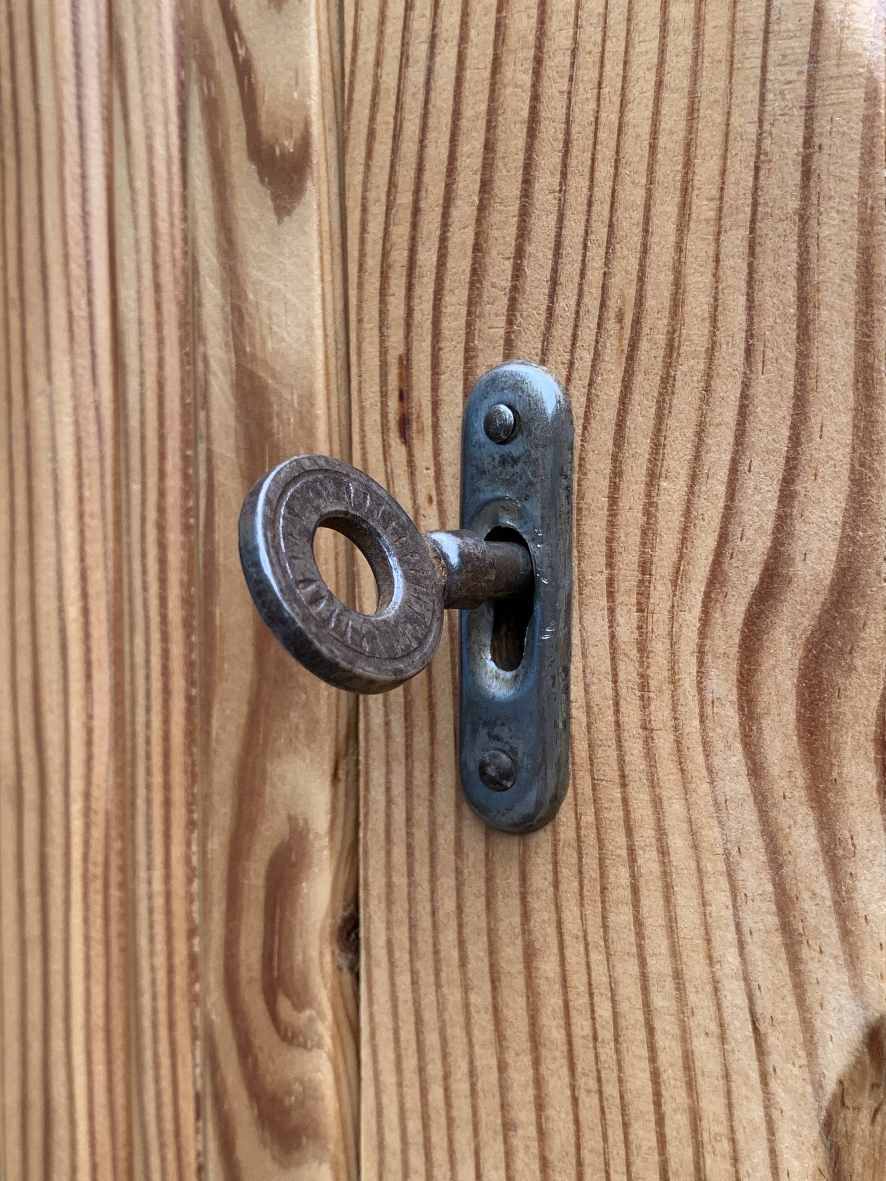 Parisian bonnet wardrobe, raw wood, 1950s