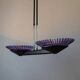 XXL vintage Murano glass chandelier - blue and red striped glass, black metal - Italy, Memphis style, 1980s
