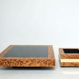 Table bar or planter marquetry of brass olive wood by Sandro Petti 1970