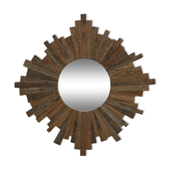 Miroir soleil en bois  123cm