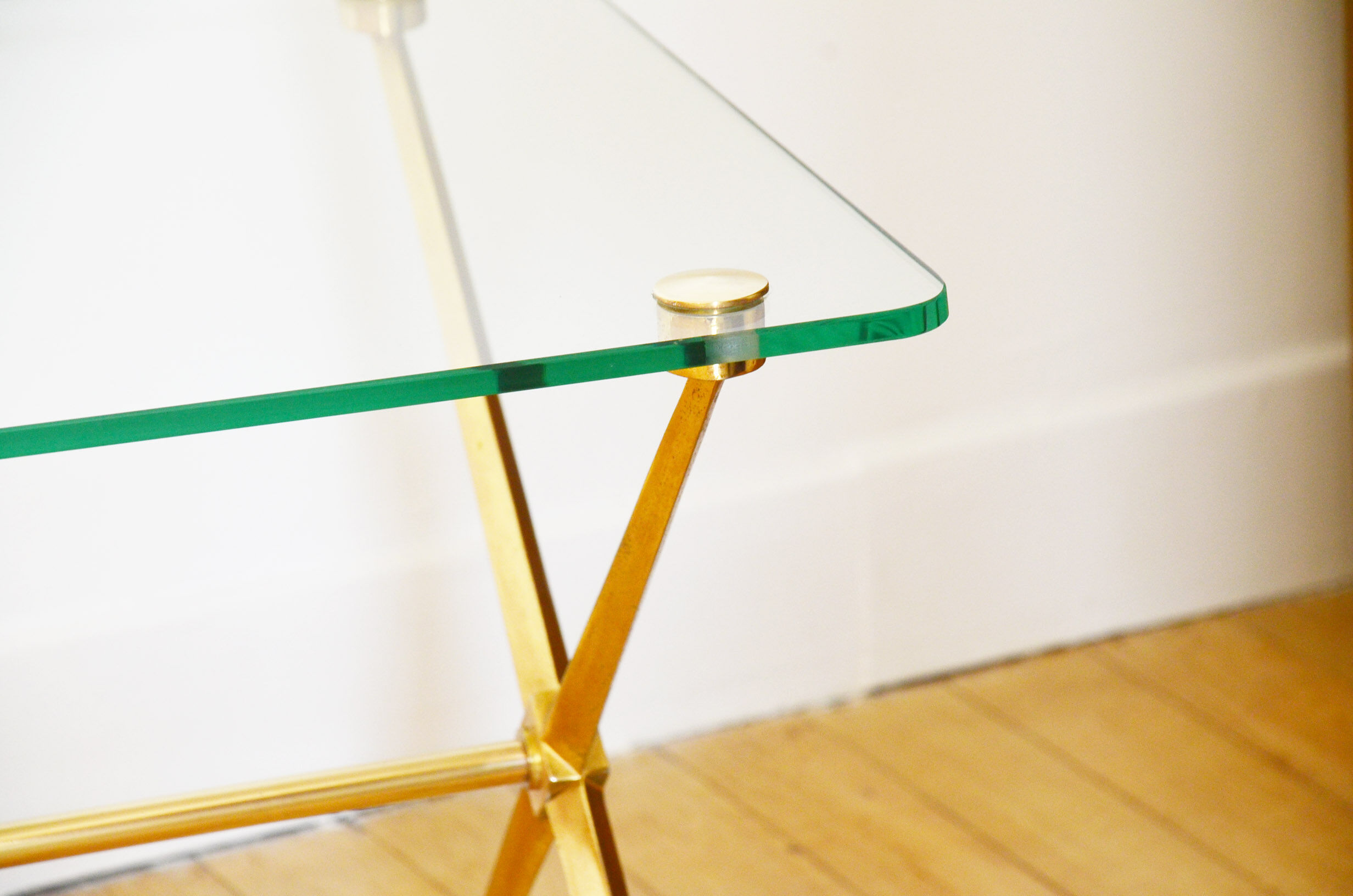 Neoclassical brass glass coffee table 60