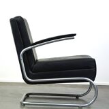 Vintage brown leather Bauhaus design armchair by Ahrend de Cirkel from the 1950s