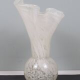 White Murano glass vase, Italy, mouth-blown vintage design