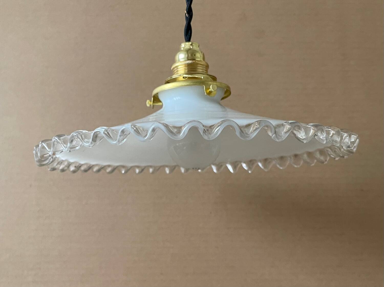 Antique opaline pendant light