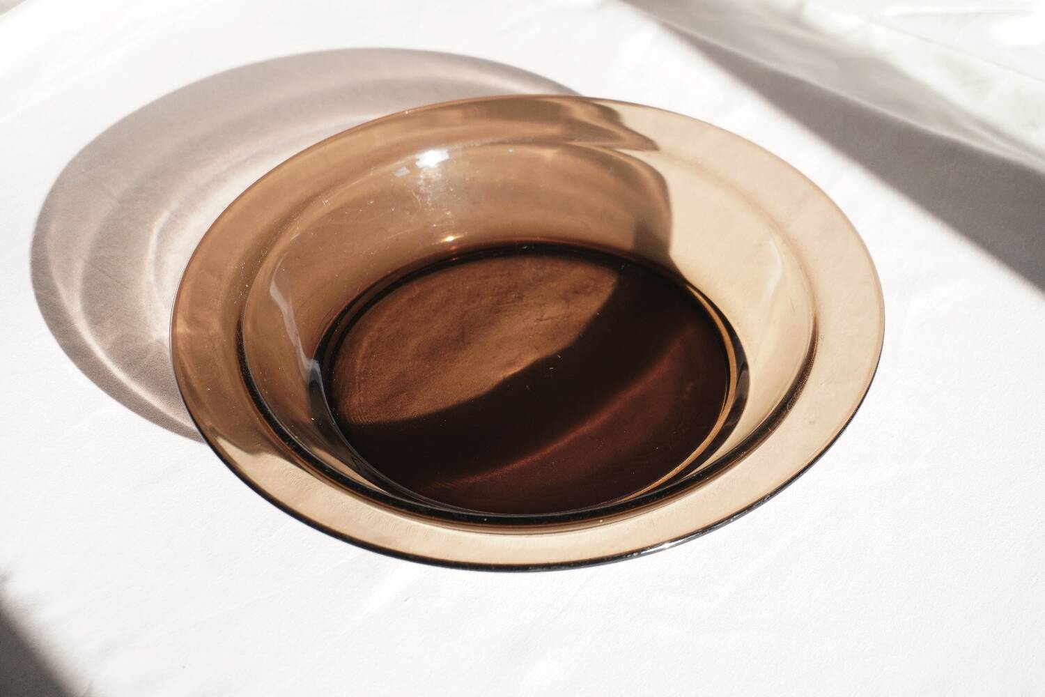 Round smoked glass dish, Vereco France