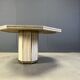 Octogonal italian travertine and brass dining table 1970s