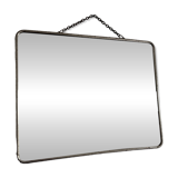 Miroir vintage 1960 barbier coiffeur carton chainette - 29 x 23 cm