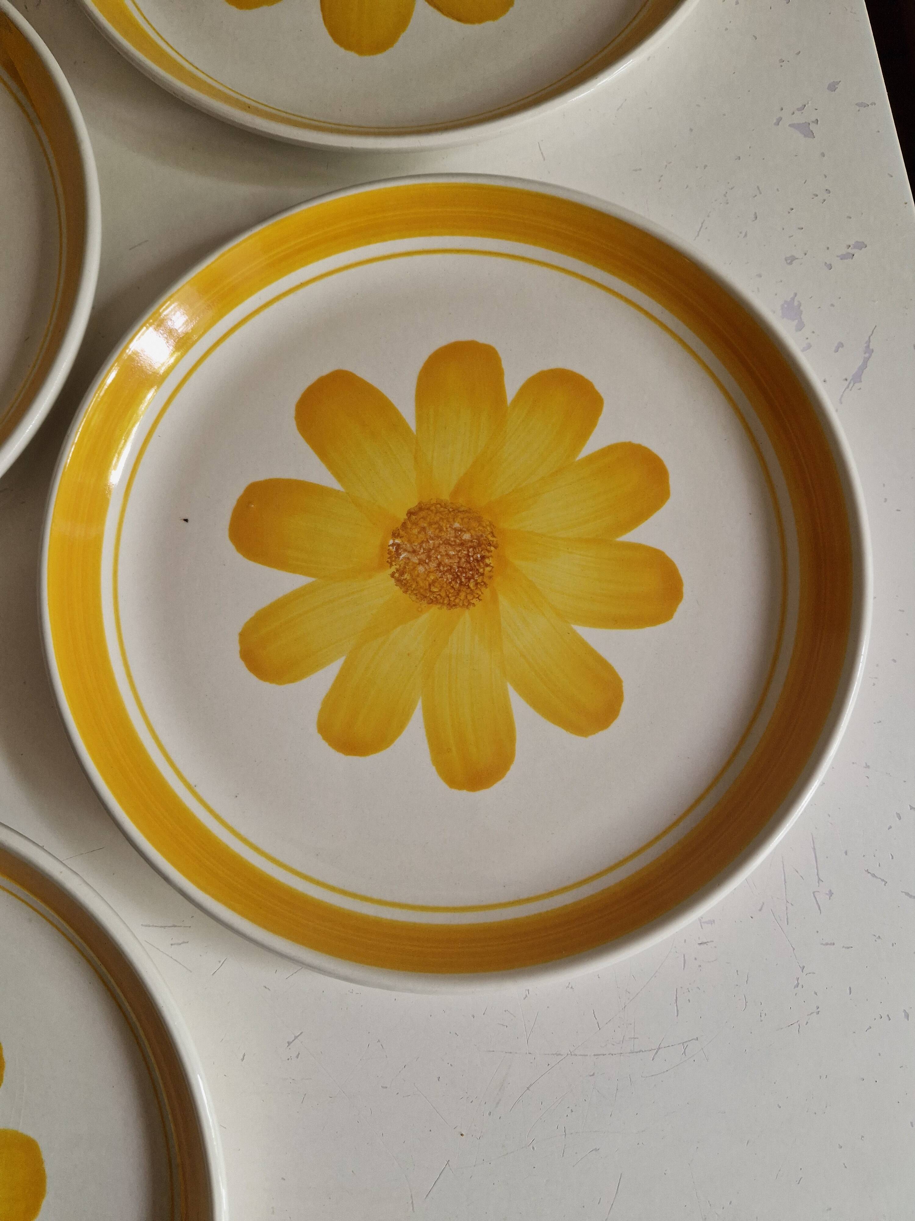 Set of 10 Flat Plates Sarreguemines Model Roseline