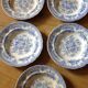 5 plates in faience old blue pattern flower bird