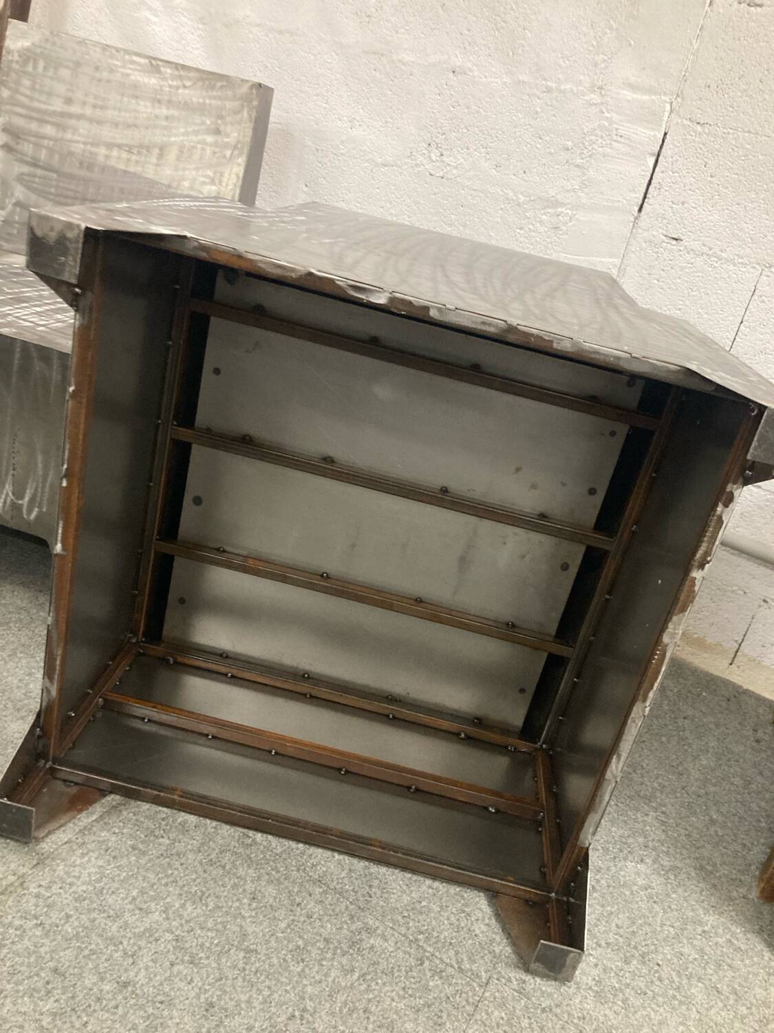 Pair of industrial metal armchairs