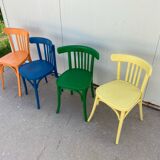 4 multi-colored bistro chairs
