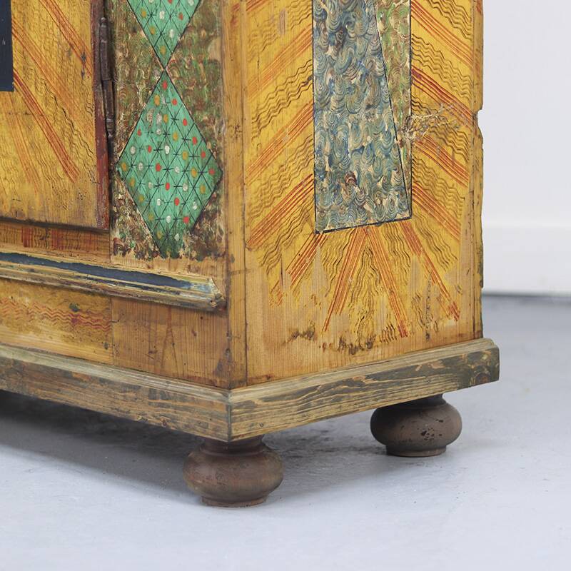 Rustic Farmhouse Folk Art Painted Bridal Cabinet