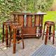 Rattan bar and vintage stools