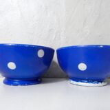 2 small old blue polka dot porcelain bowls from Longchamp