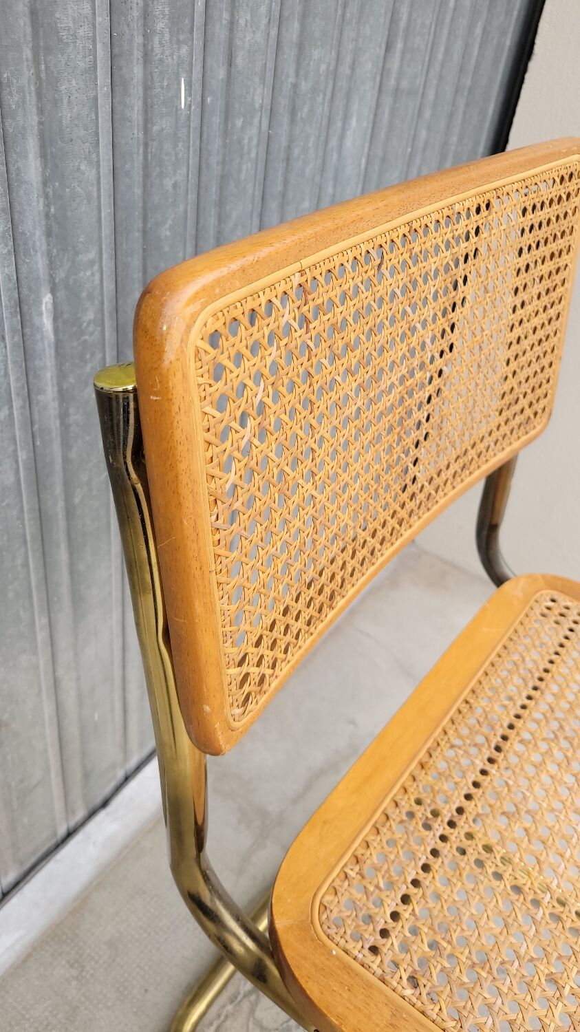 Marcel Breuer chair in cane model B32 vintage gold color