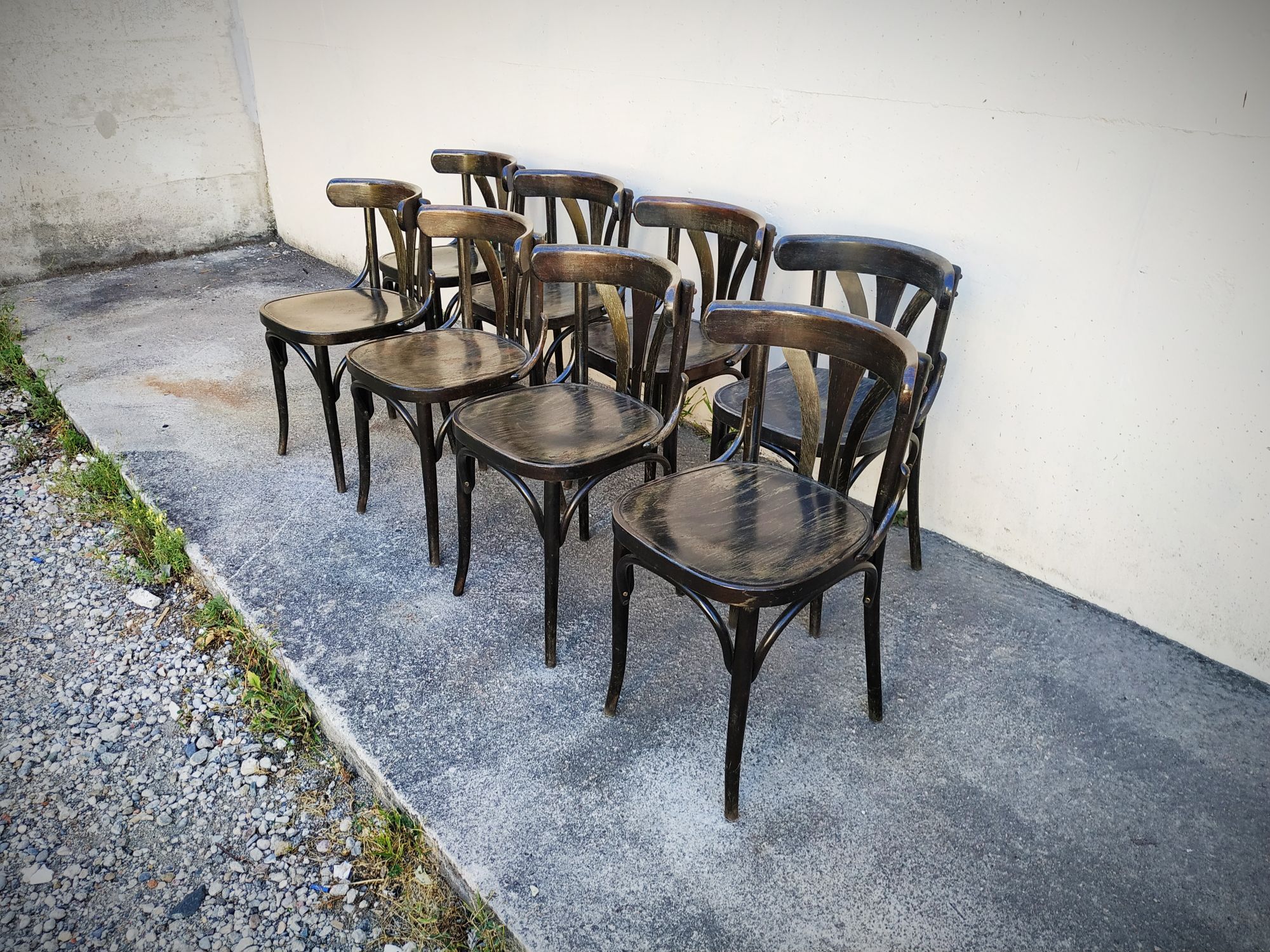 Series of eight bistro chairs