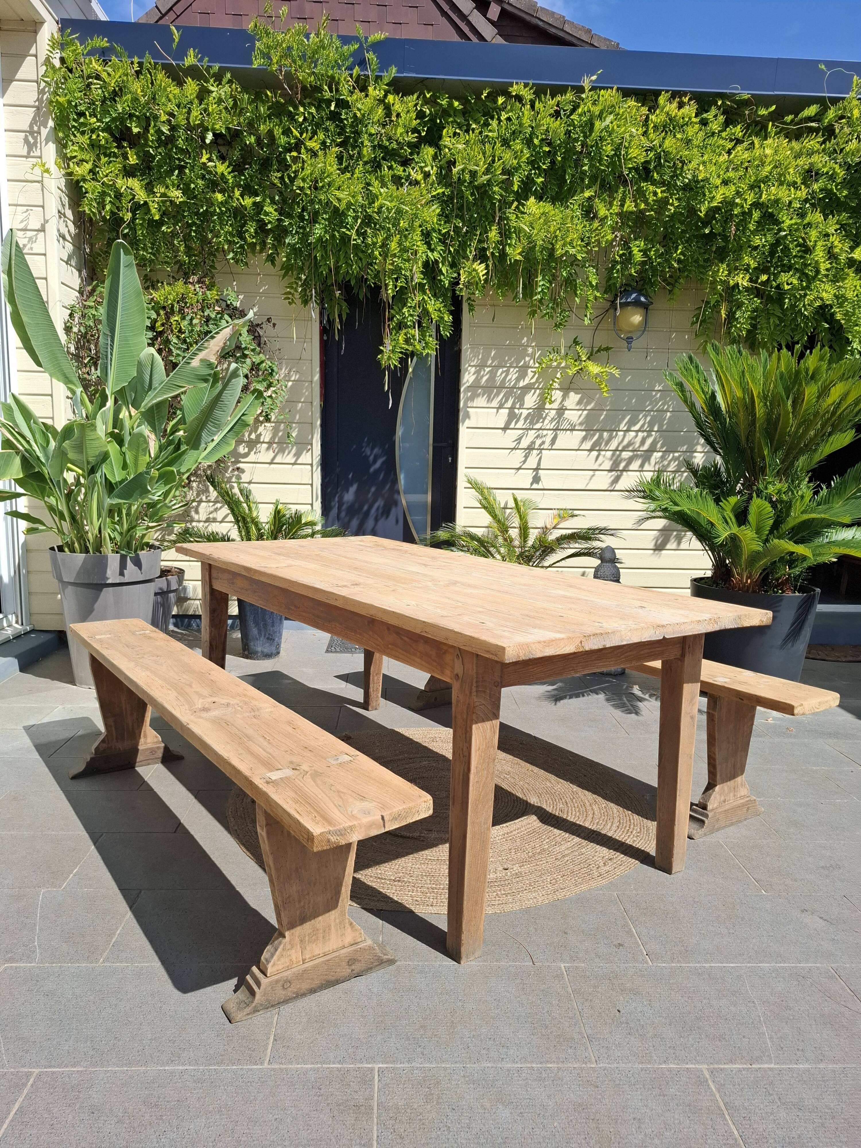 Table de ferme et ses 2 bancs